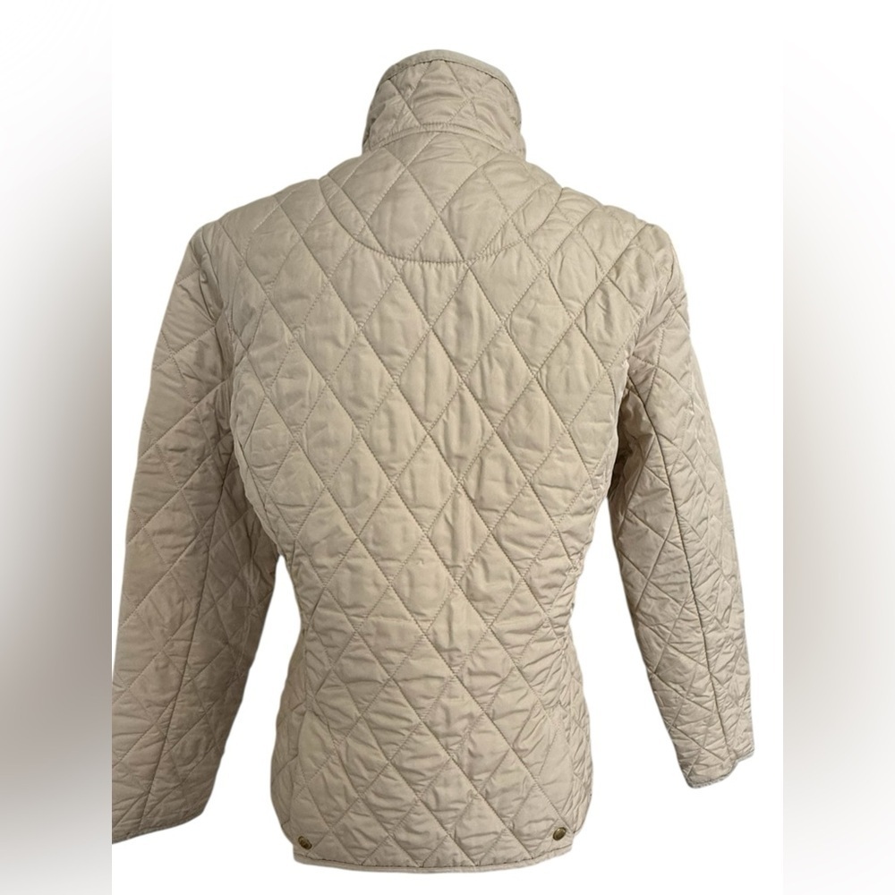Lands’ End XS Petite Quilted Jacket Beige Oatmeal Full Zip Snap Coat 2-4 - Picture 7 of 11